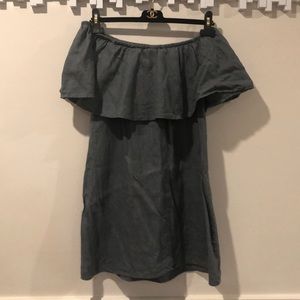 Reformation “Nashville” Denim Off-Shoulder Dress